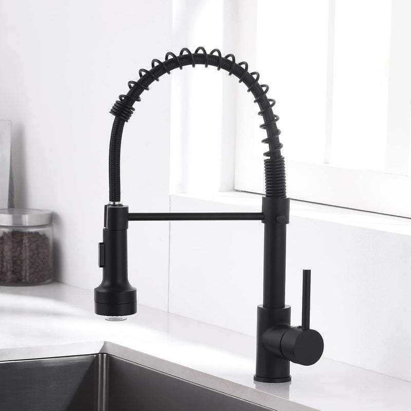 AIMADI Wasserhahn Küche Armatur Schwarz LED Küchenarmatur mit Brause 360° schwenkbar Mischbatterie S