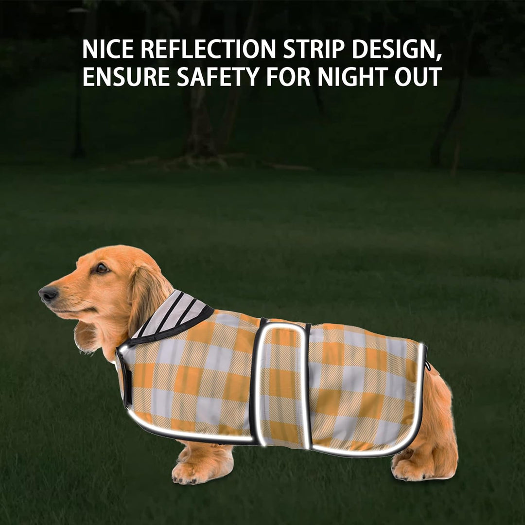 Geyecete Hunde Regenmantel,Einstellbar Wasserdicht Hundejacke für Dackel,Regenmantel mit reflektiere