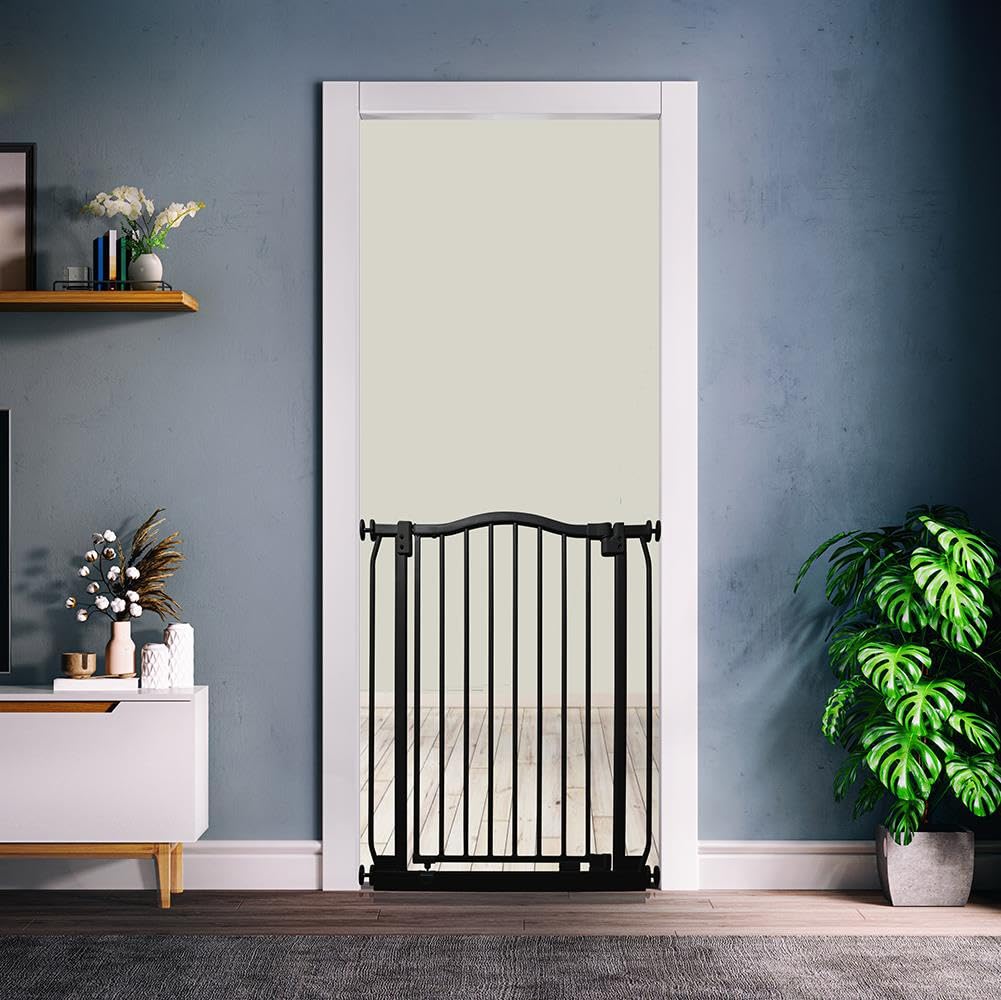 Bettacare Extra Hoch Gebogenes Haustiertor, 134cm - 143cm, Mattschwarz, Extra Hoch 100cm in der Höhe