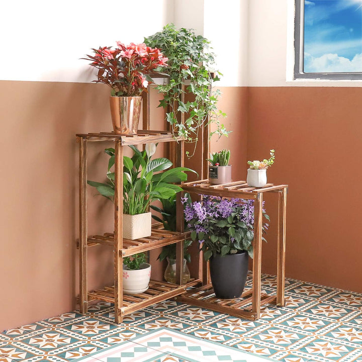 unho Blumenregal Holz 6 Ebenen Blumentreppe Ecke Blumenbank Blumenständer für Innen Balkon Wohzimmer