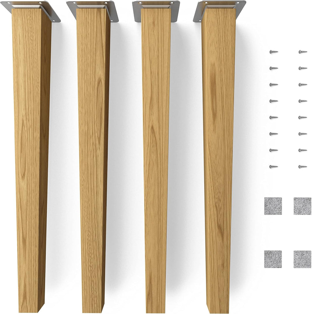 Sossai® Holz-Tischbeine - Clif Square | Öl-Finish | Höhe: 45 cm | HMF3 | eckig, konisch (gerade Ausf
