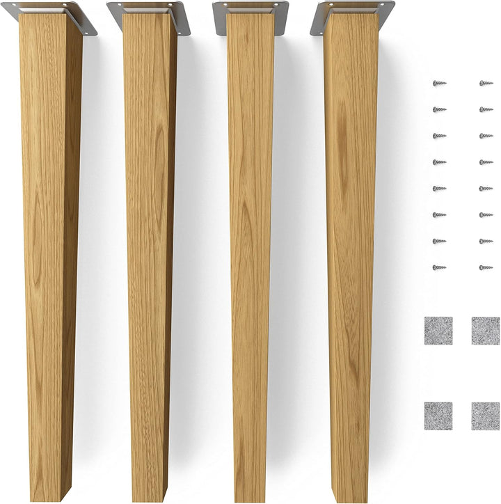 Sossai® Holz-Tischbeine - Clif Square | Öl-Finish | Höhe: 45 cm | HMF3 | eckig, konisch (gerade Ausf