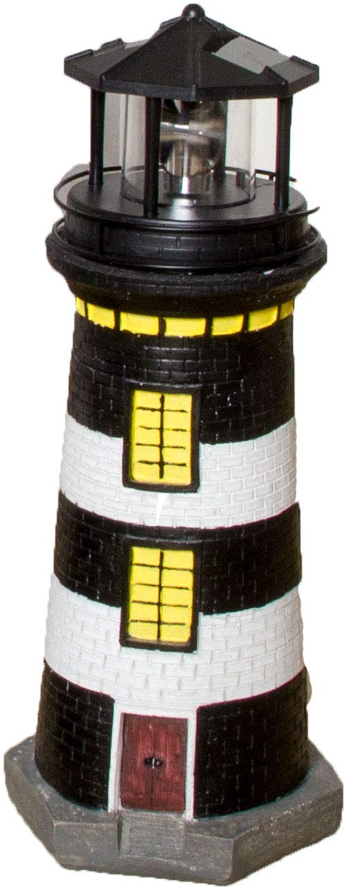 NATIV LED Solar-Leuchtturm mit rotierender Leuchte, handgefertiger Dekoturm für den Aussenbereich, 3