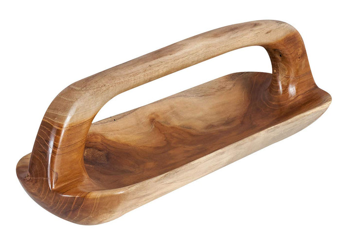 levandeo Schale ca. 60x20cm Teakholz mit Griff Holzschale Dekoschale Natur Unikat Dekoration Obstsch