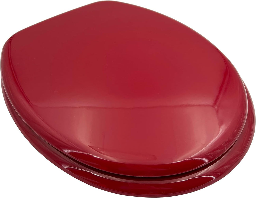 ADOB WC Sitz Klobrille Holzkern Farbe Rot extrem stabil, messing verchromte Scharniere, WC-Brille WC