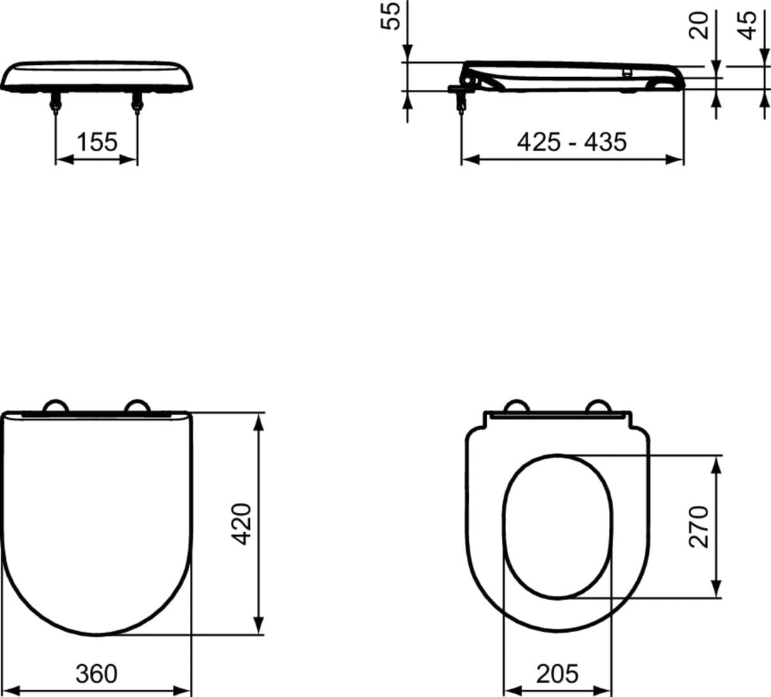 Ideal Standard UV09001 Original Exacto WC-Sitz mit Softclosing Exacto Weiss Wrapover|Gerundet|Soft c