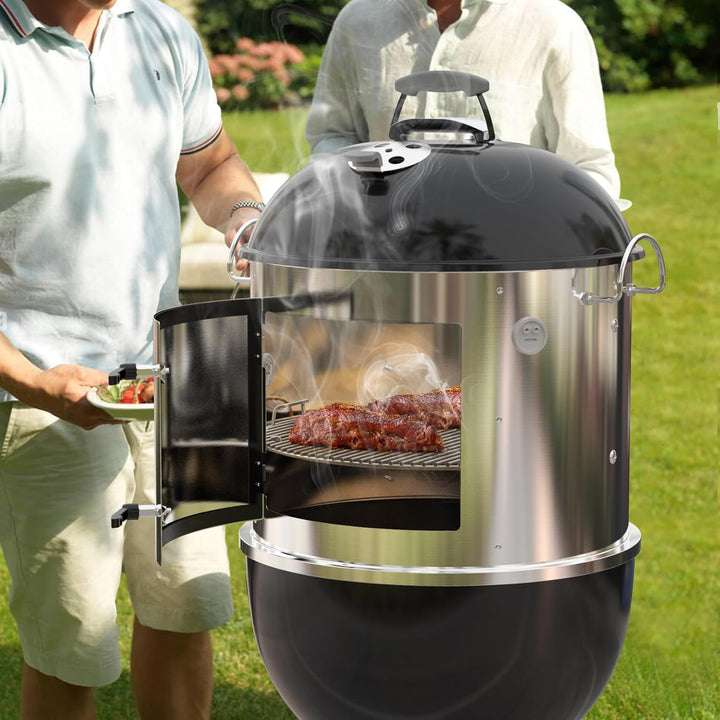 Onlyfire BRK-6115 Edelstahl Räucherkammer Mittelkochsystem für Weber 47 cm Kugel-Holzkohlegrill (Rin