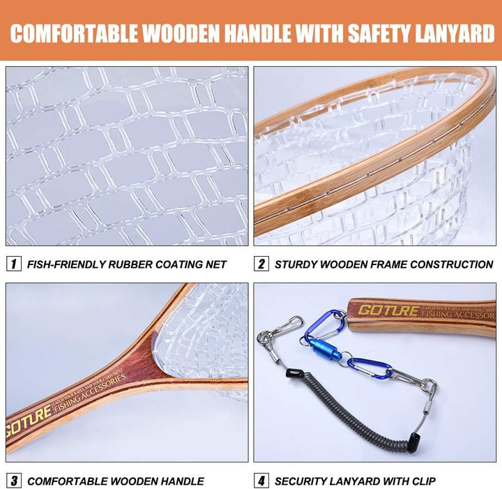 Goture Kescher Angeln,Kescher Angeln Gummiert,Angelkescher mit Magnetischer Verschluss，Unterfangkesc