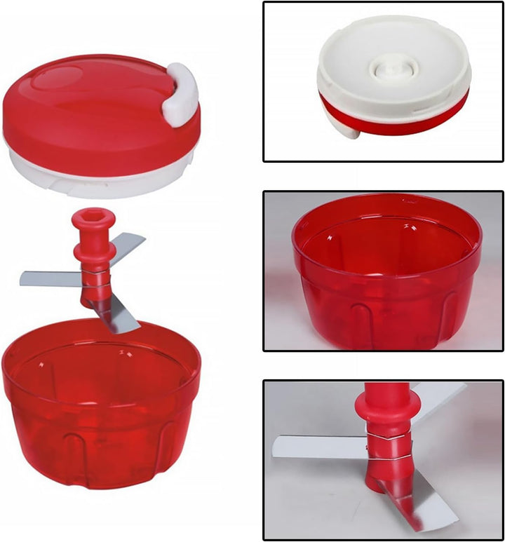 ANBOO Zwiebelschneider manuell Zwiebelhacker, Rot Zwiebel Zerkleinerer manuell mit Kabelzug, Küche,