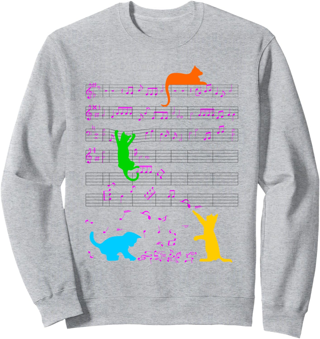 Niedliche Katzen Musiker Musiknote Kätzchen Sweatshirt