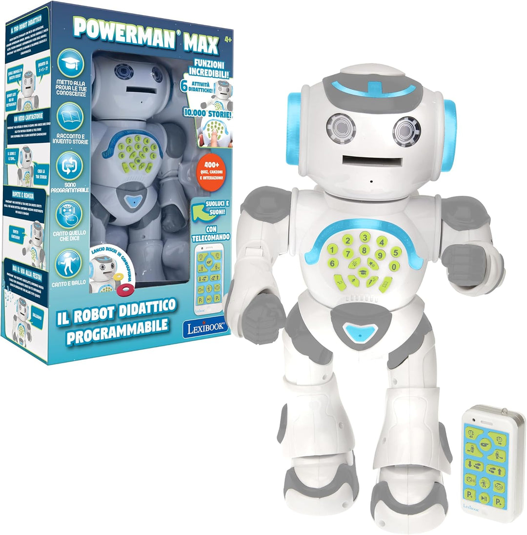 Lexibook Lexibook-ROB80IT Powerman Max programmierbare STEM-Fernbedienung zum Tanzen und Erzählen vo
