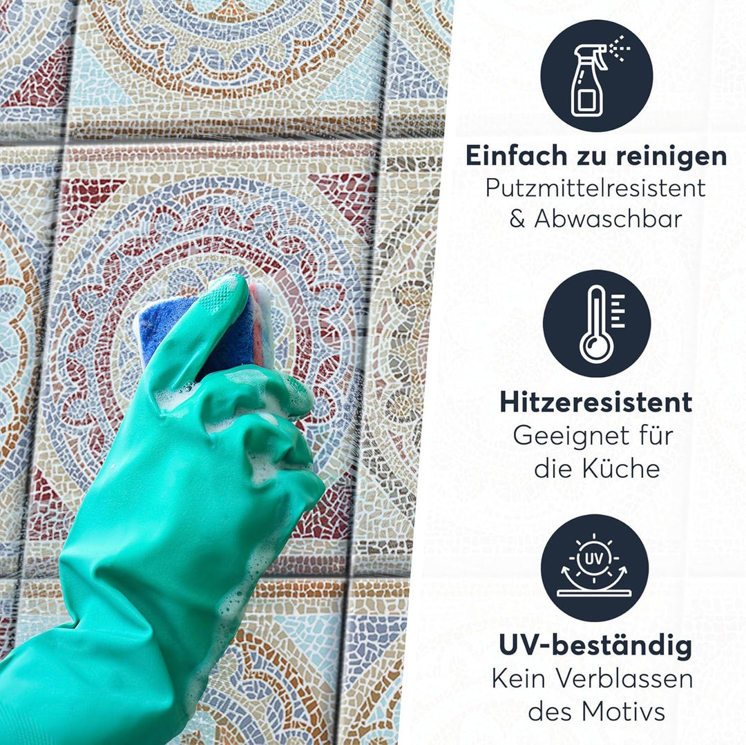 CREATISTO Klebefliesen Stickerfliesen Fliesenfolie - Klebe Folie für Wandfliesen I Klebefliesen Deko