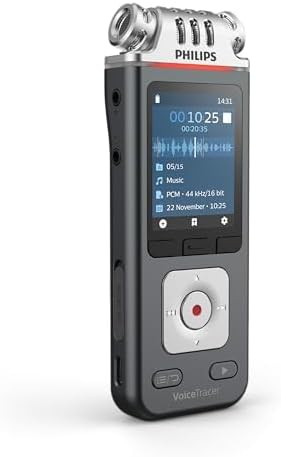 Philips DVT6115 VoiceTracer, Diktiergerät, Aufnahmegerät, 3 HiFi Mikrofone für Musikaufnahmen optimi