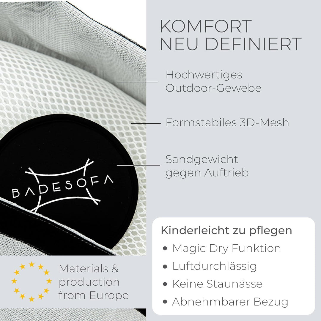 BADESOFA® Badewannen-Kissen S | Premium-Qualität | Bequemes Wannen-Kissen | Schnelltrocknend | Made