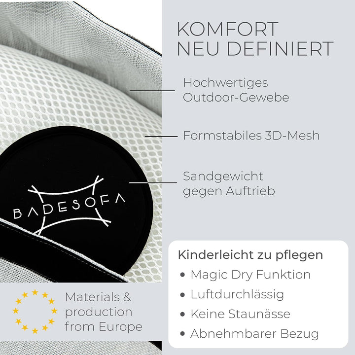 BADESOFA® Badewannen-Kissen L | Premium-Qualität | Bequemes Wannenkissen | Waschbar, Schnelltrocknen