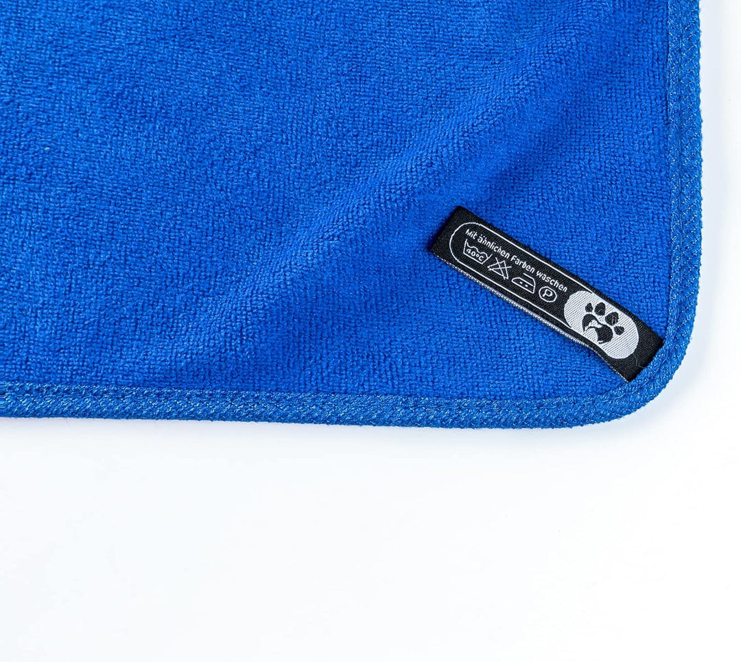 Silberpfote® Hundehandtuch Set - 2er Pack – Weich, Waschbar und Saugfähig - 130x75cm, Blau & Grau -