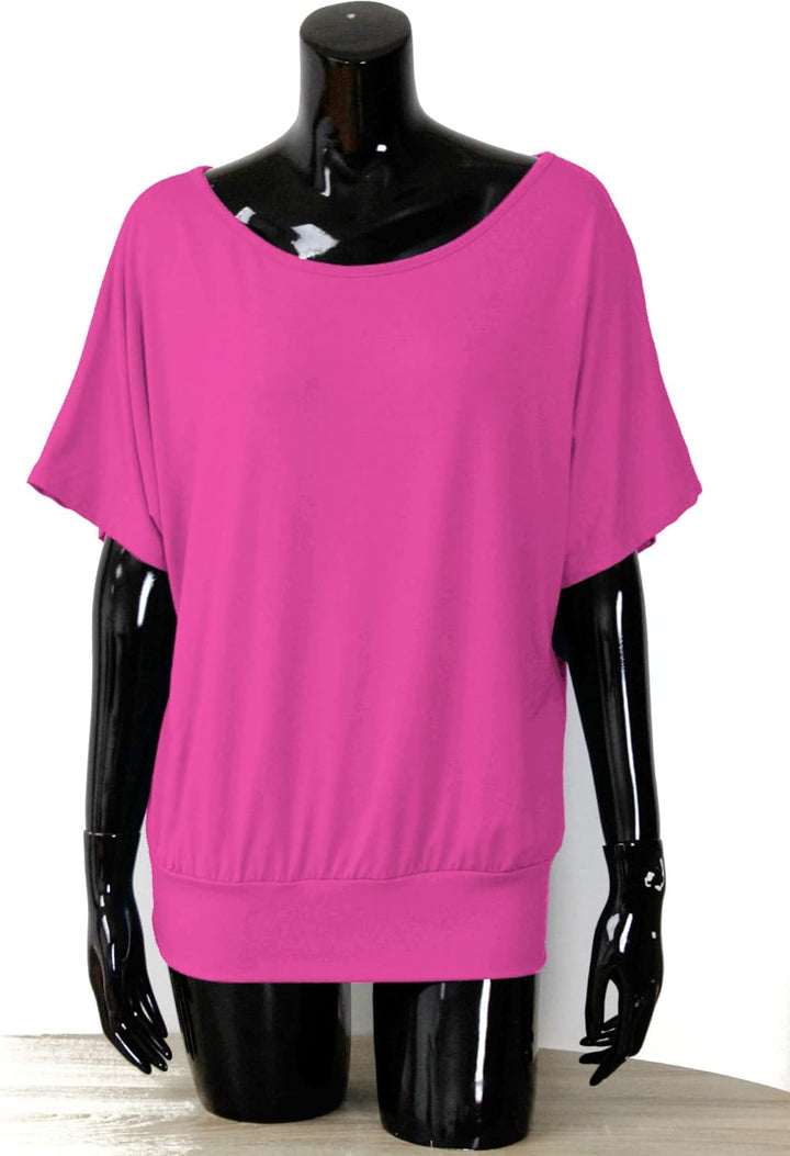 Van Der Rich ® - Oversize T-Shirt mit Fledermausärme - Damen Fuchsia L, Fuchsia L