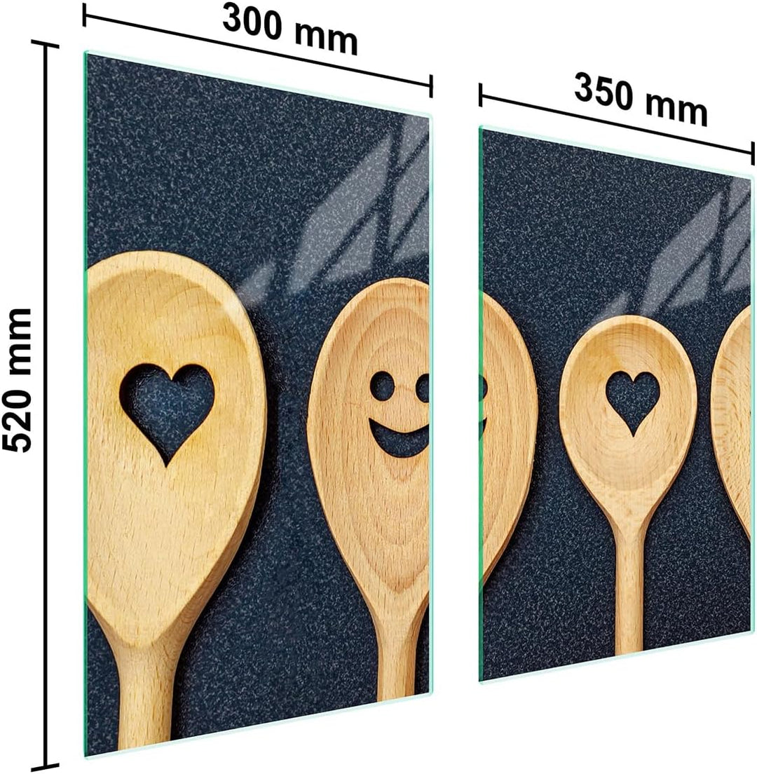 TMK ArtDeko Herdabdeckplatten 2 Teilig 65 x 52 cm Ceranfeldabdeckung Küche Induktion Herdschutz Spri