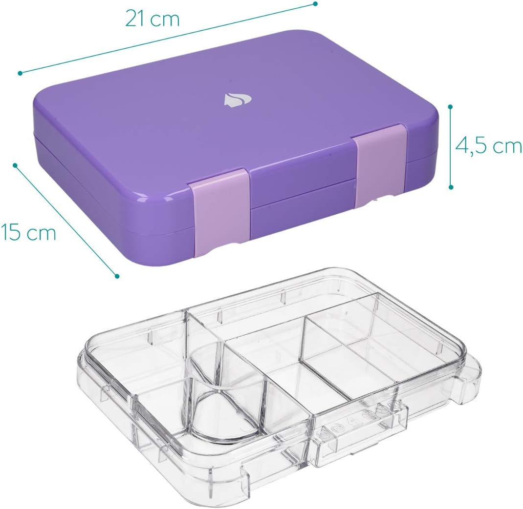 Navaris Bento Box Lunch Box Brotdose Vesperbox - auslaufsicher mit variablen Fächern - herausnehmbar