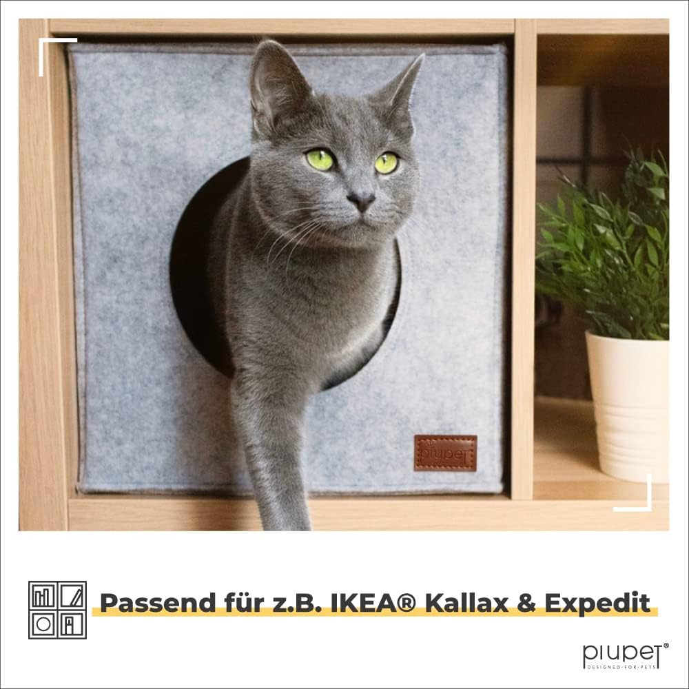 PiuPet® Katzenhöhle inkl. Kissen I Passend für z.B. IKEA® Kallax &amp; Expedit Regal I Kuschelhöhle Katz