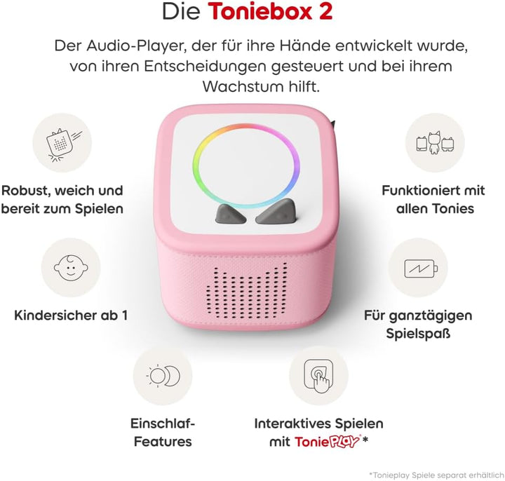 tonies Toniebox 2 Bundle Incl. 2 Eiskönigin, Frozen, ELSA + Anna, Pink, Audioplayer für Hörbücher, L