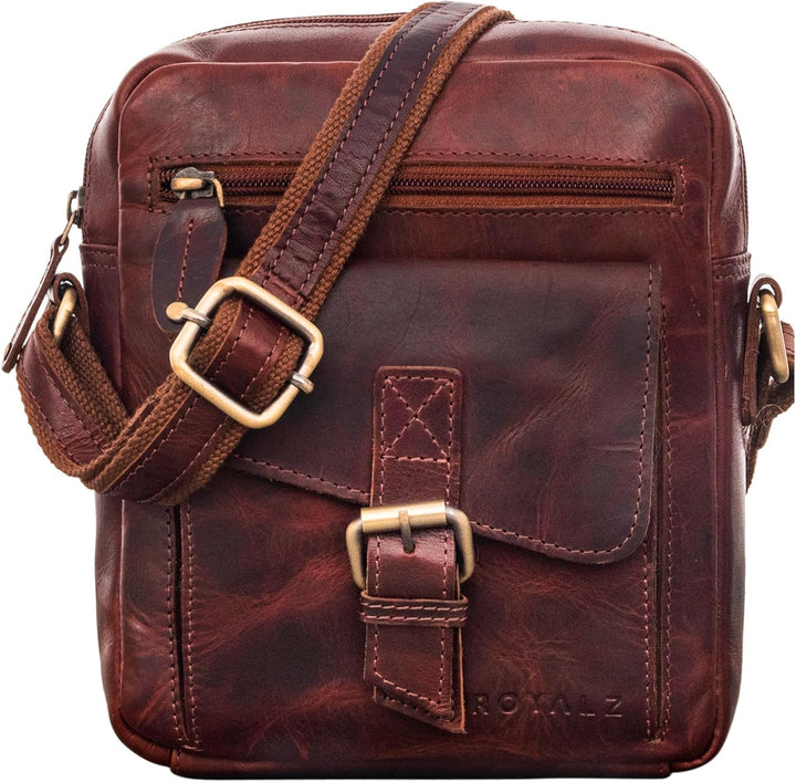 ROYALZ 'Knoxville' kleine Ledertasche Herren Vintage Männer Umhängetasche Mini Messenger Bag Schulte