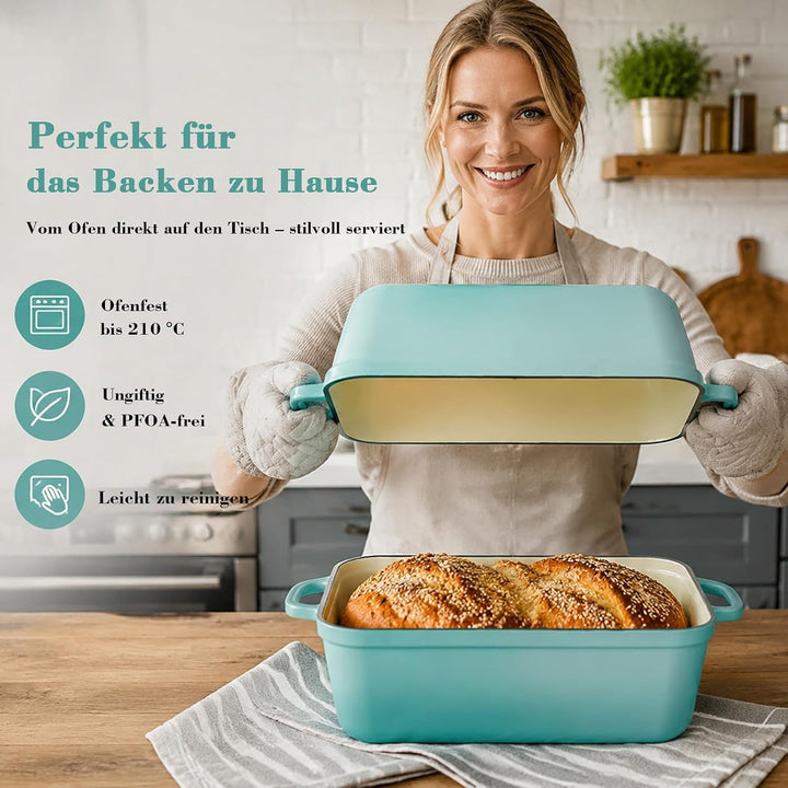 5.68 L Gusseisen Brotbackform,Brotbacktopf mit Deckel,Gusseisen Topf Brot Backen,Brotformen zum Back