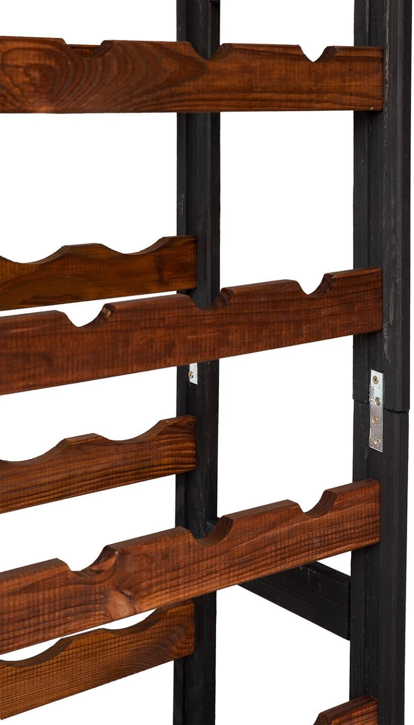 Weinregal Holz 77 Flaschen Schwarz/Braun 72,5x166x25 cm Wine Rack Regal Flaschenregal Weinflaschenre