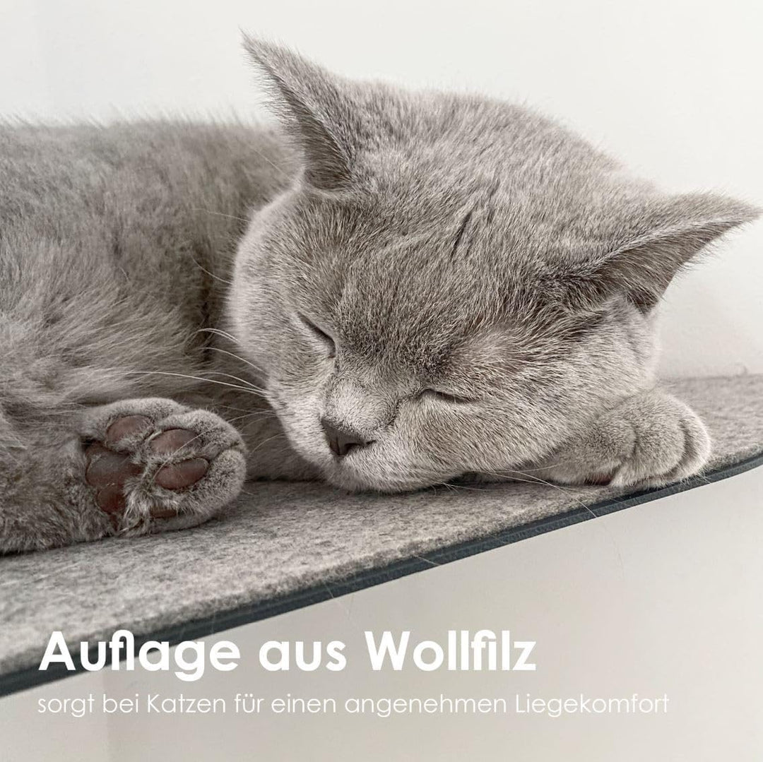 ChapoNero Katzenliege &amp; Kletterstufe mit Filzauflage für Wandecken | Wandliege für Katzen | Katzenst