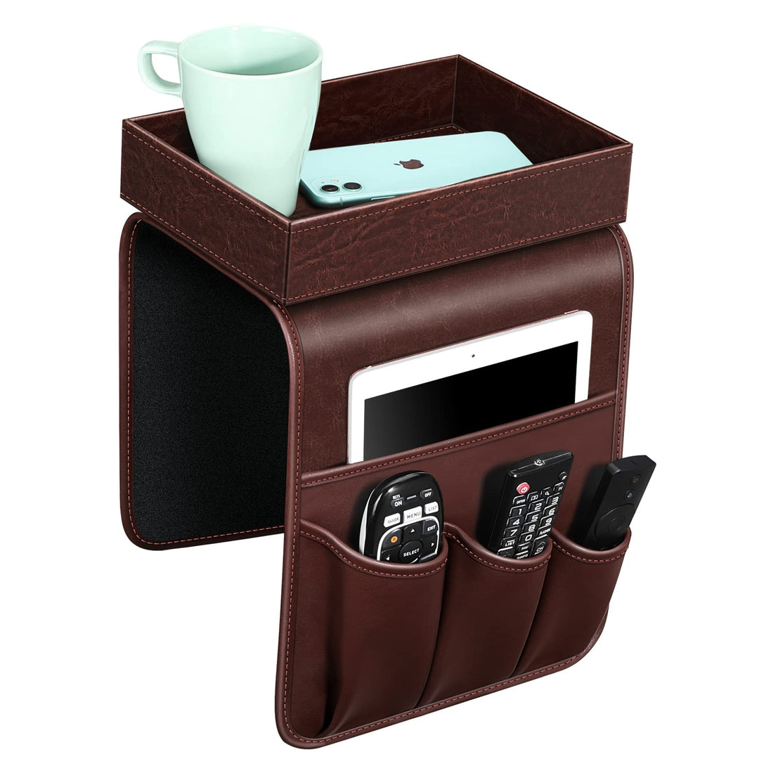 SITHON Sofa Armlehnen Organizer mit Ablage Tablett, [Rutschfest] Kunstleder Stuhl Couch Armlehne Org