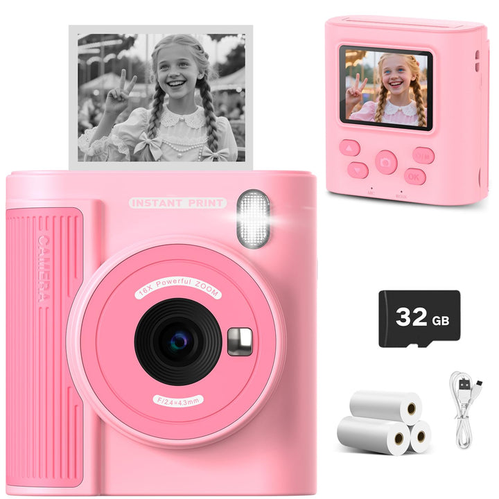 Zicor Kinderkamera Instant Print, 1080HD Digital Video & Instant Print Kamera für Kinder, lustige We
