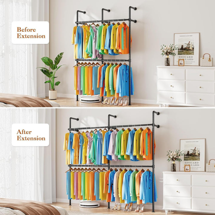 Teleskop Kleiderständer, Verstellbarer Kleiderstange, Offener Kleiderschrank zur Wandmontage, Garder