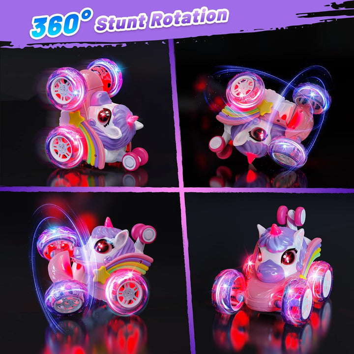 Hot Bee Einhorn Ferngesteuertes Auto ab 3 Jahre, Geschenk Mädchen 3 4 5 6 Jahre, 2.4GHz RC Auto, Ein