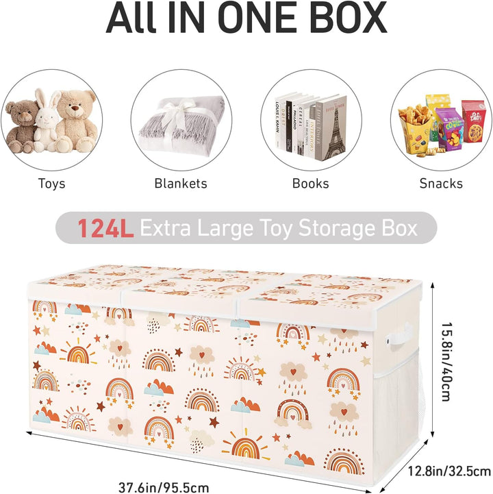Spielzeugkiste Aufbewahrungsbox mit Deckel Kinder 96 x 32 x 40 cm, Faltbare und Platzsparend für Kin