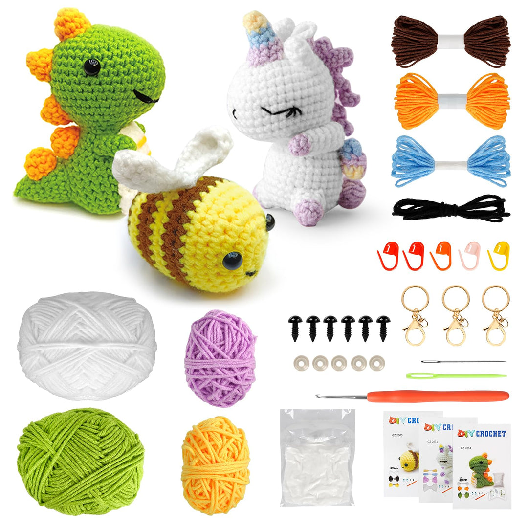 SUPRBIRD Häkelset für Anfänger, Häckeln Stricken für Anfänger Set, Häckeltierchen Set mit Häkelnadel