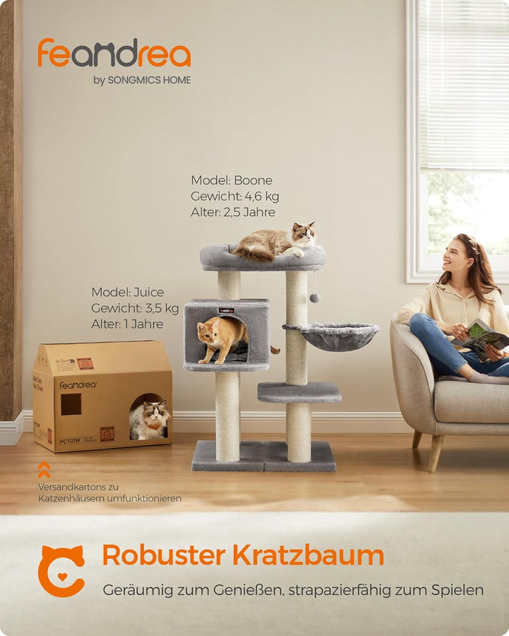 Feandrea Kratzbaum für grosse Katzen, XXL, hochbelastbar, Katzenturm mit 6 extra dicken Kratzsäulen,