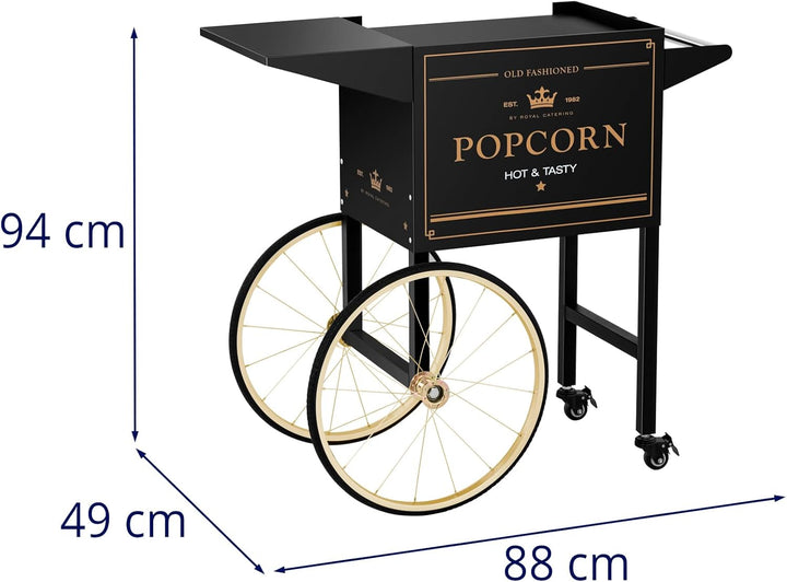 Royal Catering RCPT-BGWG-1 Popcornwagen Wagen für Popcornmaschine Popcorntrolley 2 Bremsen schwarz &