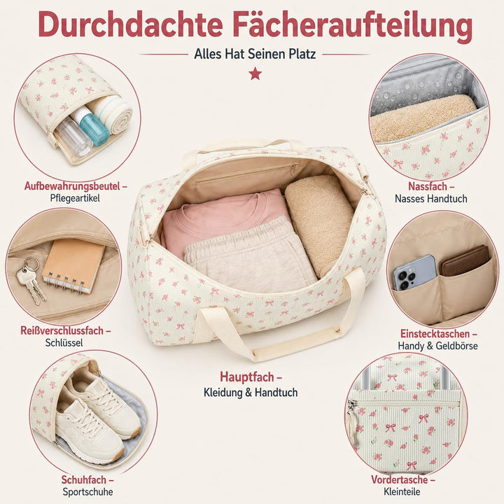 Sporttasche Kinder Schwimmtasche Jungen Damen mit Schuhfach und Nassfach Badetasche Teenager Kleine