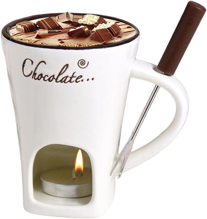 Schokofondue Tasse, Schokoladenfondue Tasse Mit Gabeln, Ceramic Butter Warmers Pot Set, Hitzebeständ