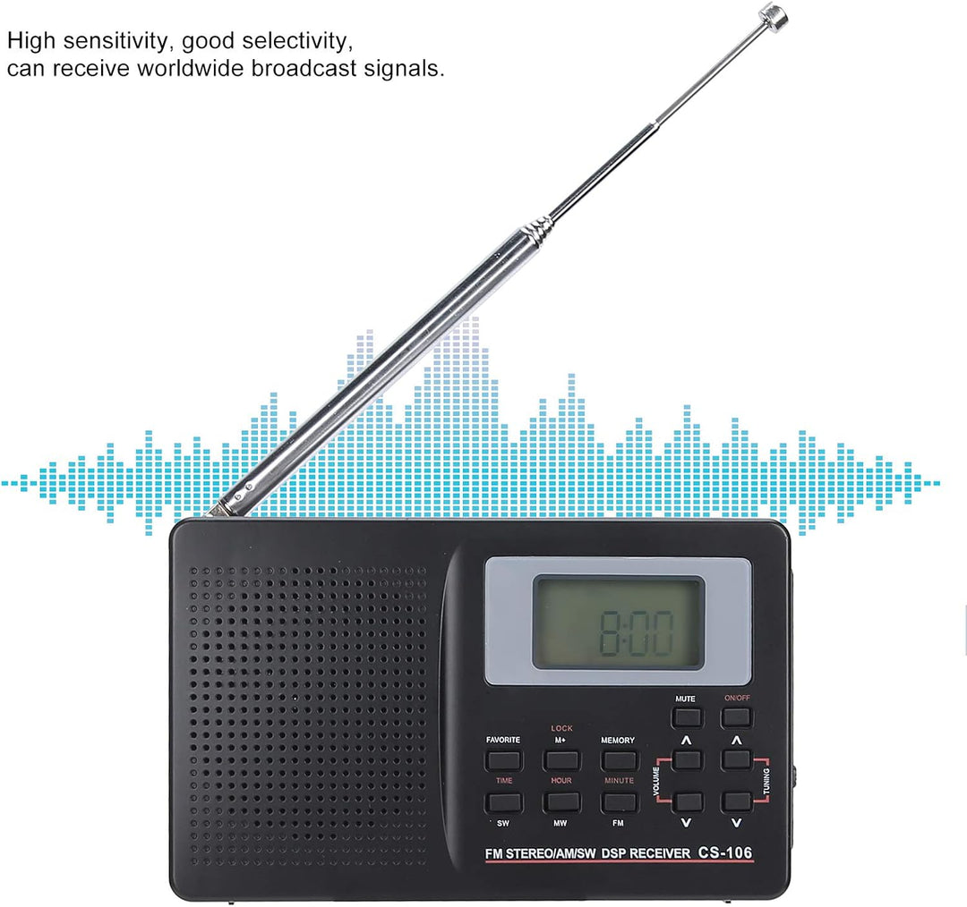 VBESTLIFE CS‑106 Tragbares Radio, UKW/AM/SW/MW/LW/TV-Vollband-Empfängerradio Weltweites Rundfunkradi