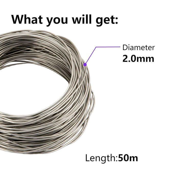 Draht Edelstahl,Edelstahldraht φ2.0mm 50 M,Draht,Edelstahl Draht,Draht,Basteldraht,Draht Zum Basteln