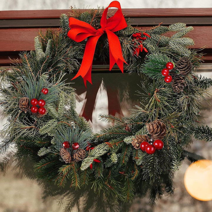 10 Stück Weihnachtsbeeren Tannenzweig, Rote Beeren Deko, Künstliche Tannenzweige mit Roten Beeren, B