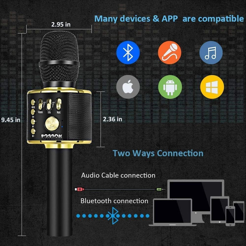 BONAOK Karaoke Mikrofon, 3 in 1 Kabelloses Bluetooth Mikrofon, Kinder Mikrofon Lautsprecher Maschine
