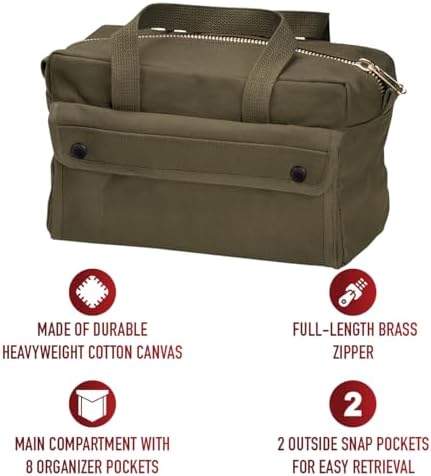 ROTHCO Mechanics Tool Bag W/Brass Zipper, Olive Drab Braunoliv, Braunoliv