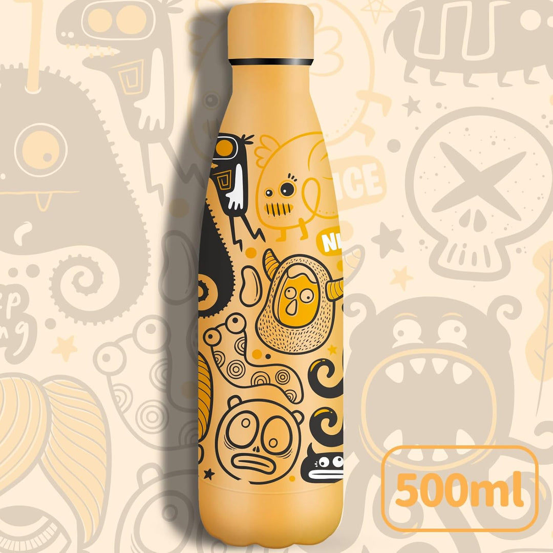 HoneyHolly Trinkflasche Edelstahl, 500ml BPA-frei, Thermosflasche, 18/8 Edelstahl, Wasserflasche Kin