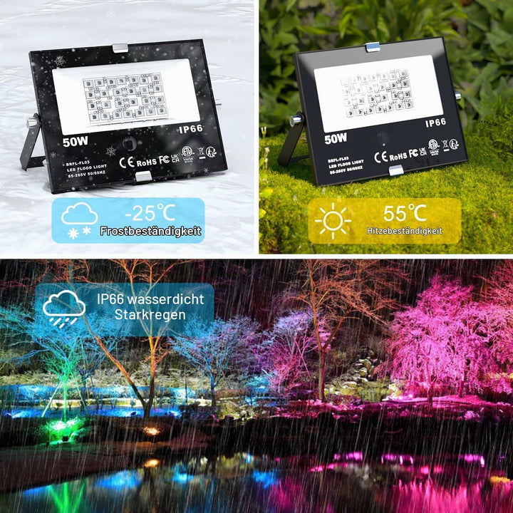 ChangM RGB LED Strahler Fluter Aussen Mit Fernbedienung Objektbeleuchtung 2er Pack 50W LED Fluter Fl