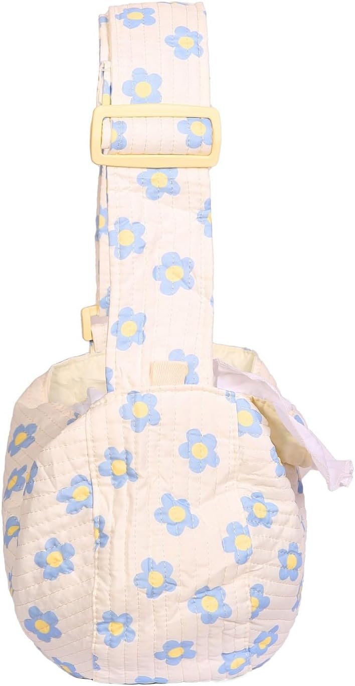 Haustier-Tragetasche mit Blumendruck, für kleine Hunde und Katzen, freihändiges Design (blaue Blumen