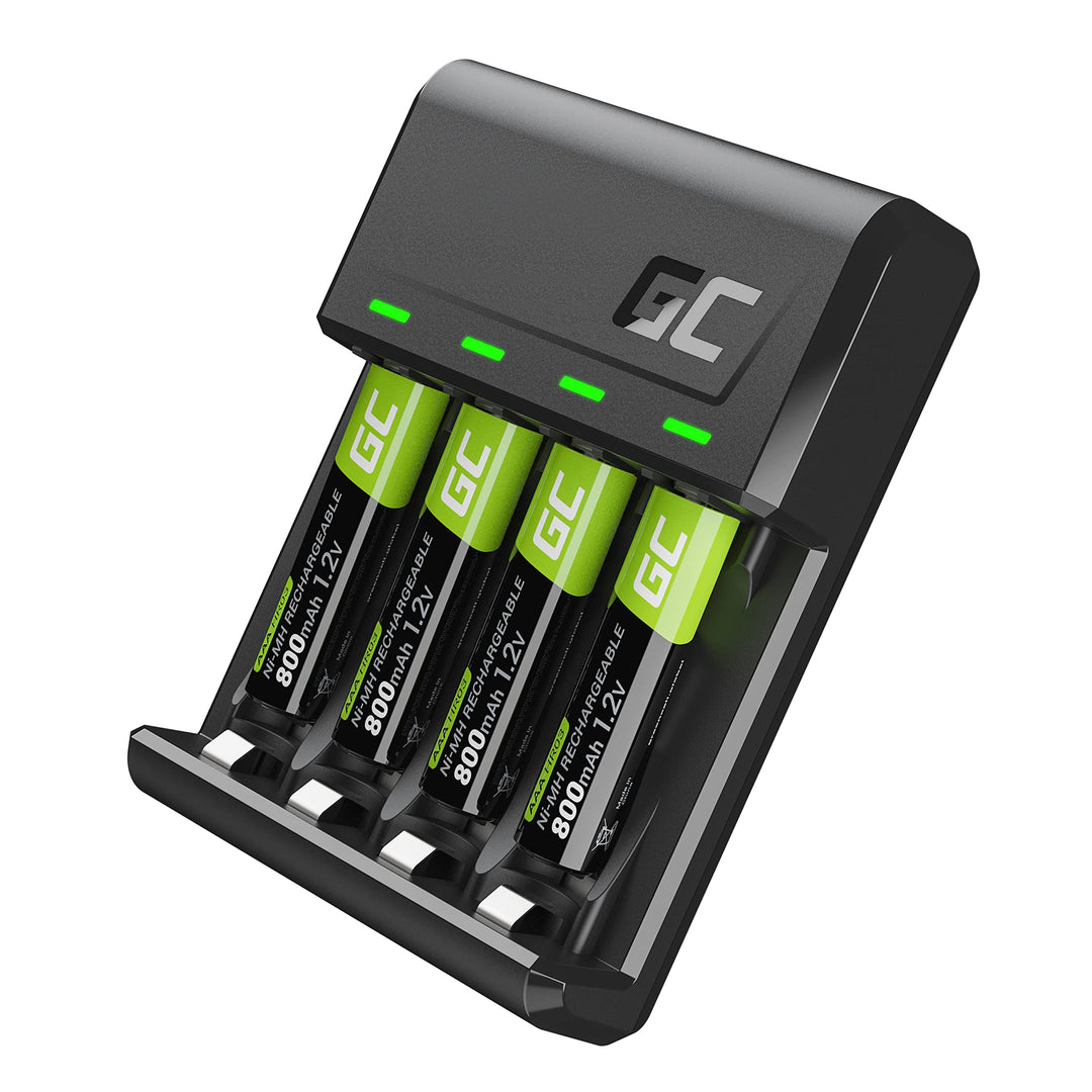 Green Cell VitalCharger Batterieladegerät Ladegerät + 4X AAA 800mAh für NI-MH AA AAA R6 R03 Mignon A