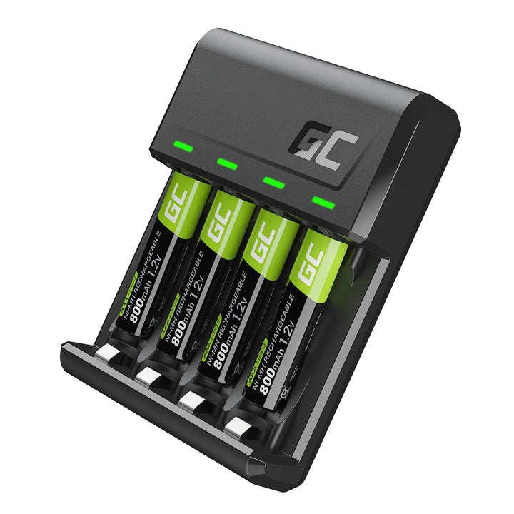 Green Cell VitalCharger Batterieladegerät Ladegerät + 4X AAA 800mAh für NI-MH AA AAA R6 R03 Mignon A