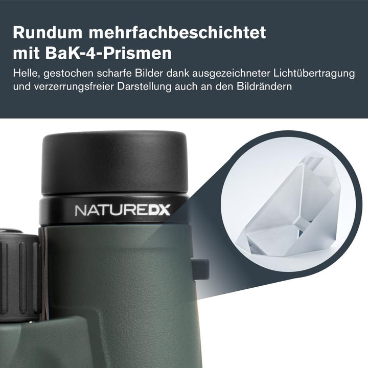 Celestron 71332 Nature DX 8 x 42 mm Ferngläser mit mehrfach vergütete Linse, BaK-4 Prismenlinse und